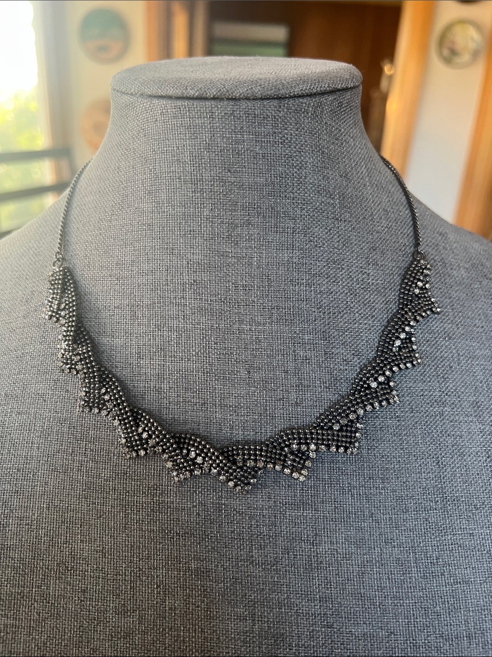 Marks & Spencer Faux Hematite Beaded Wave Necklace - Dark Gray